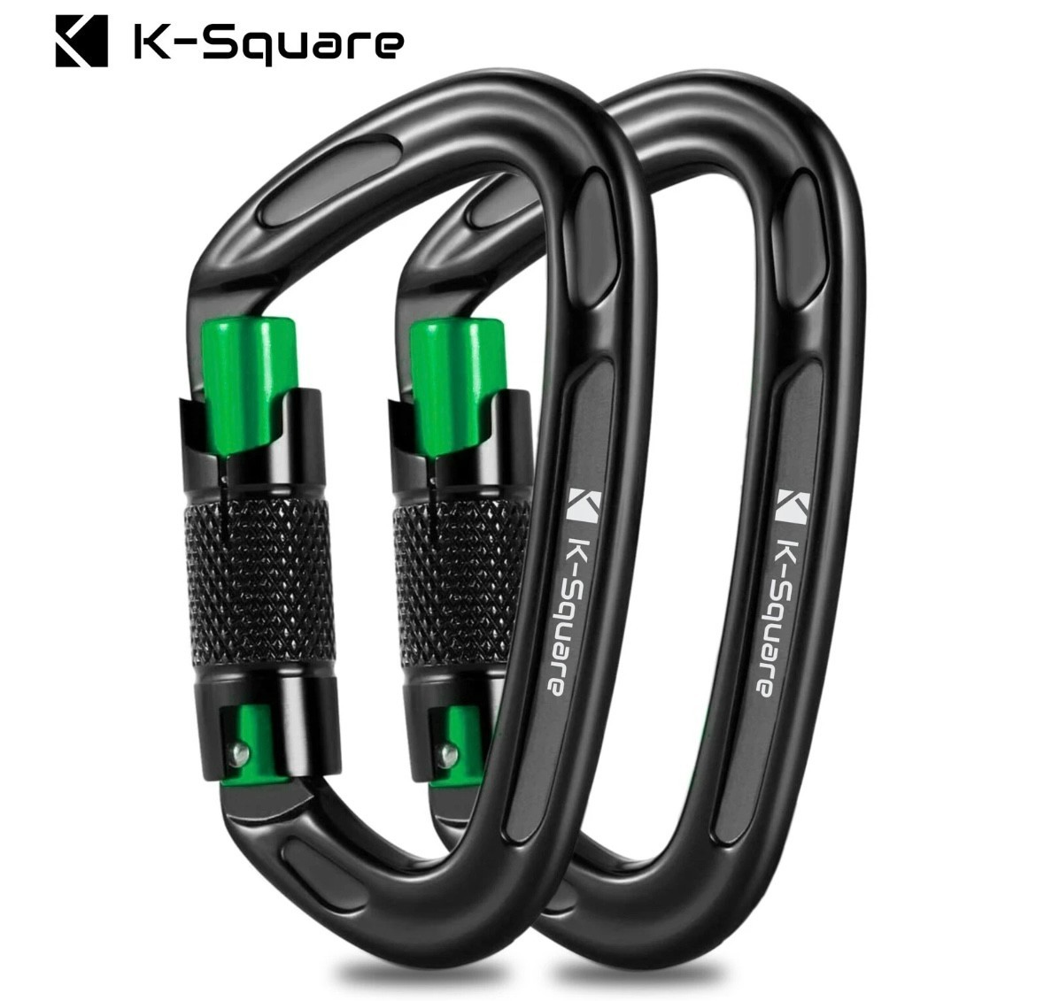 2 Carabiner Clips 24KN Heavy Duty Auto Locking Climbing Aluminum D Ring Twist