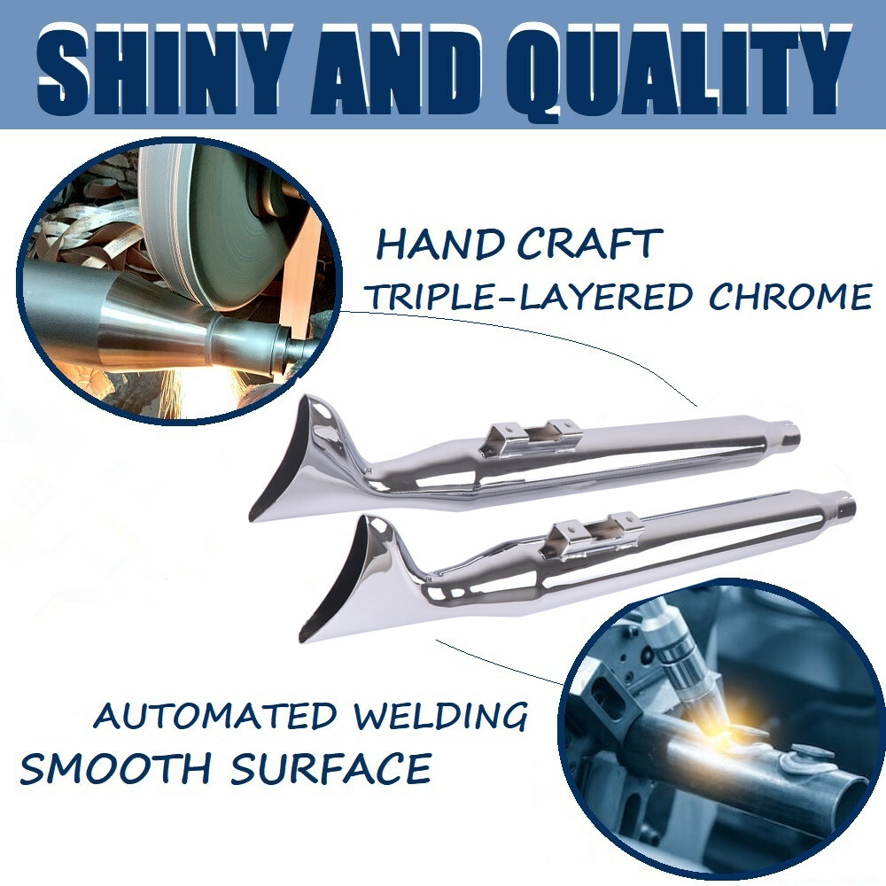 36”Chrome Fishtail Slip on Muffler 3" Fish Tail For Harley 1995-2016 Touring