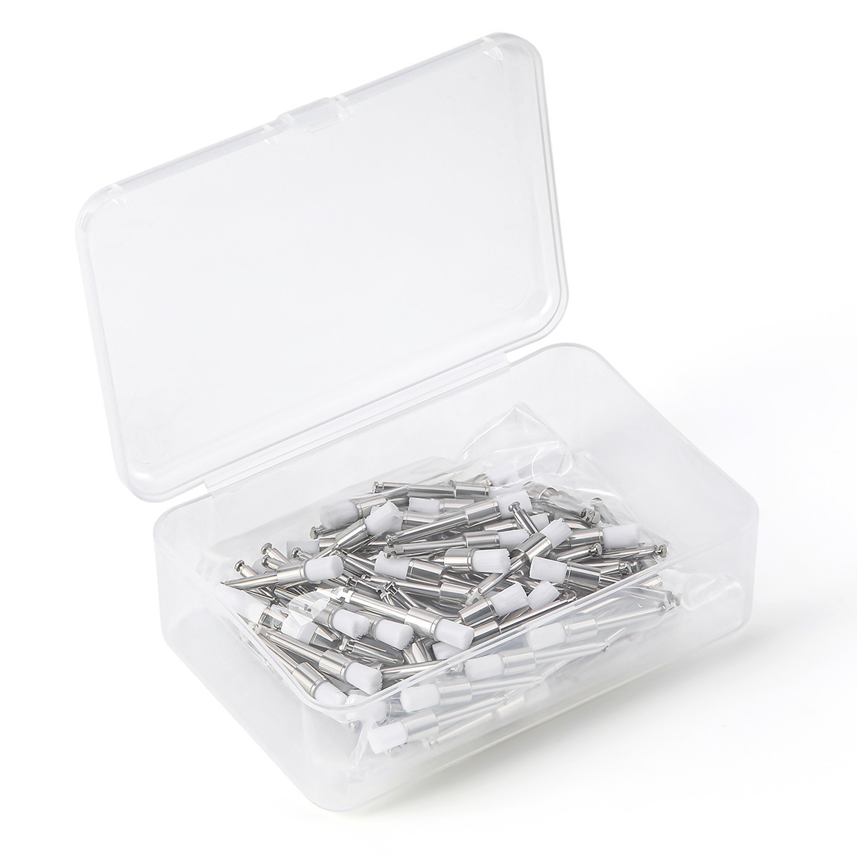 100pcs White Dental Lab Nylon Latch Flat Tapered Polishing Polisher Brushes