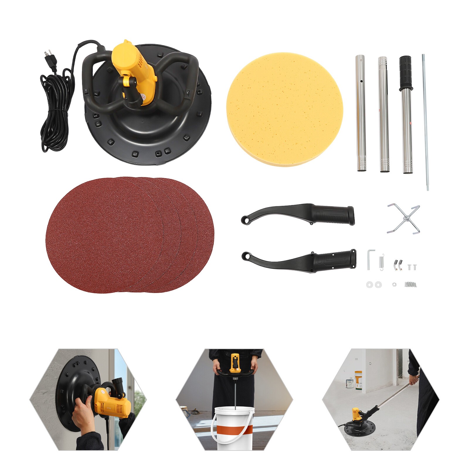 110V Concrete Polishing Machine Smoothing Polishing Machine 6 Variable Speed