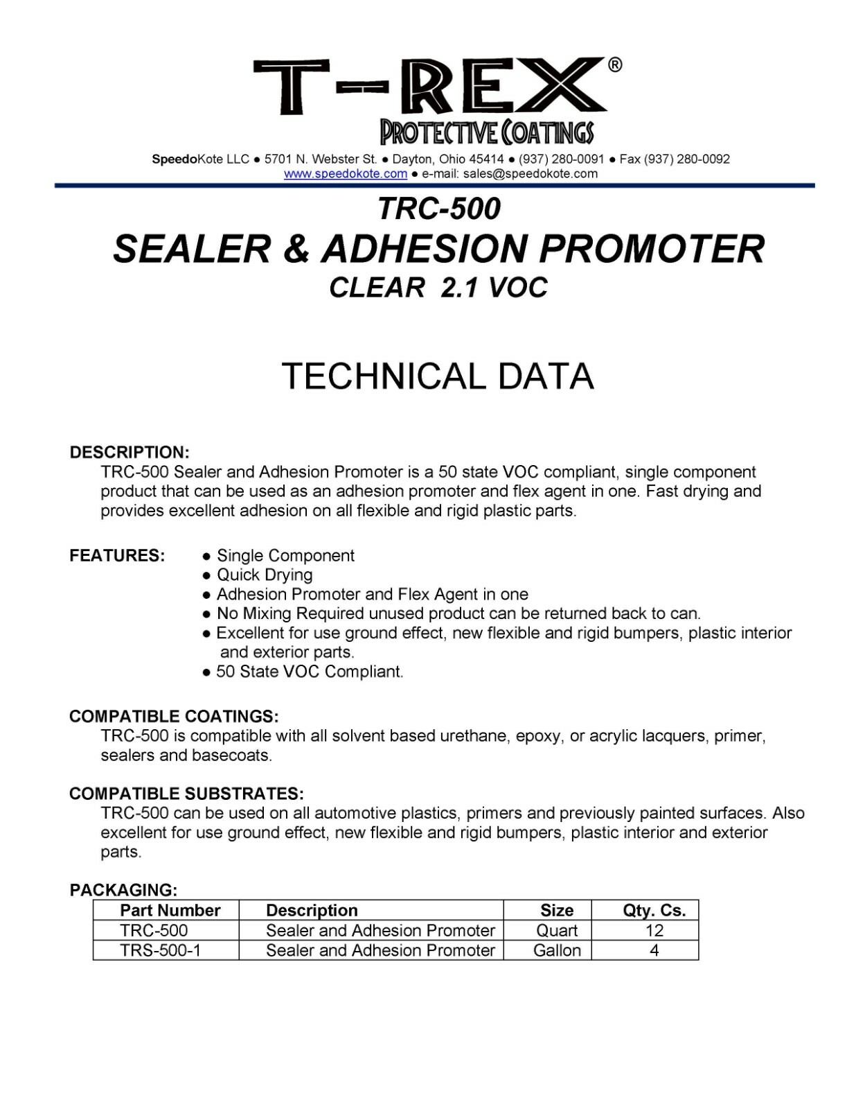 Adhesion Promoter Clear Sealer, Plastic, Primer, Paint, TRC-500A, 15 OZ Aerosol