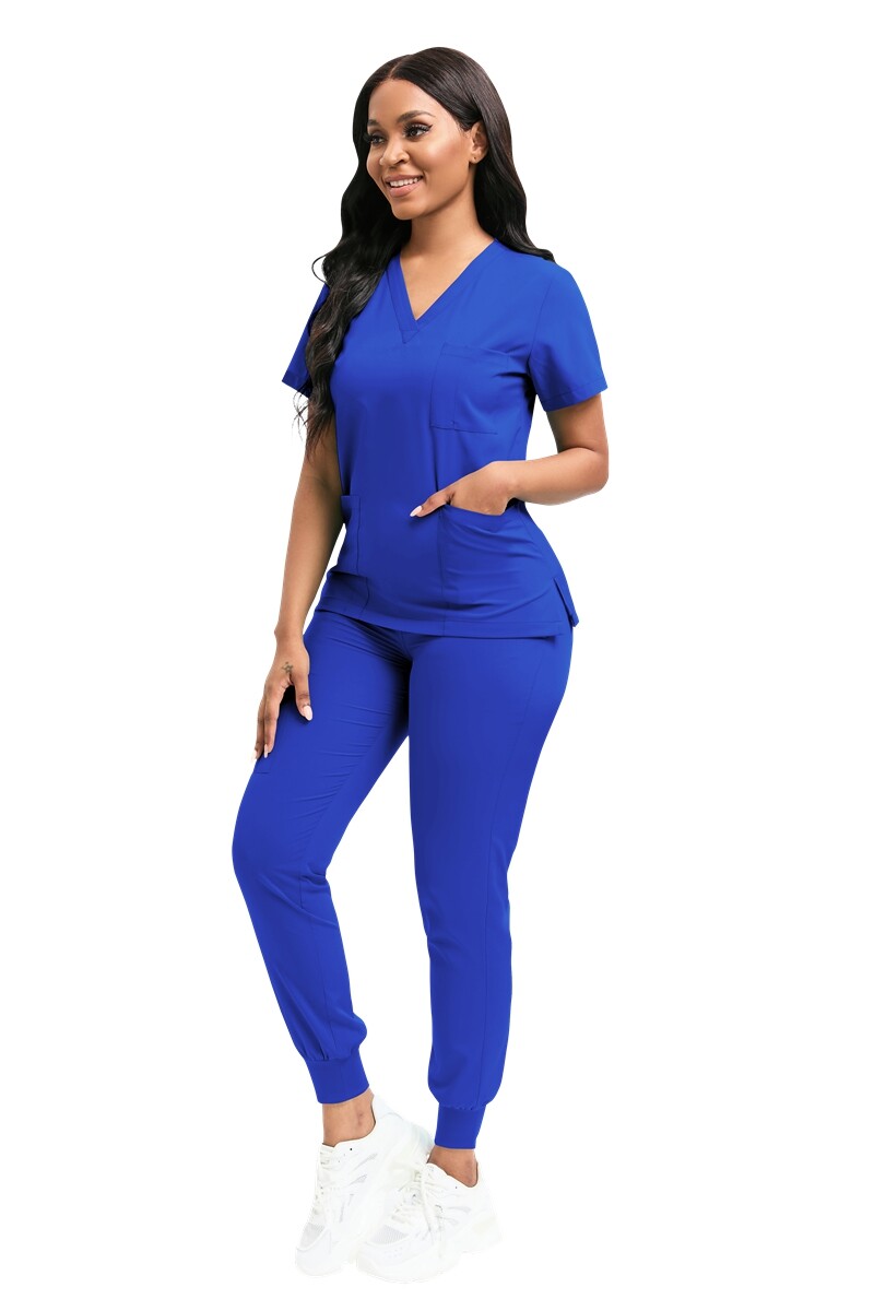 Stretch Medical Nurse Scrub Uniform Women Scrub Set V-Neck Top Jogger Pants