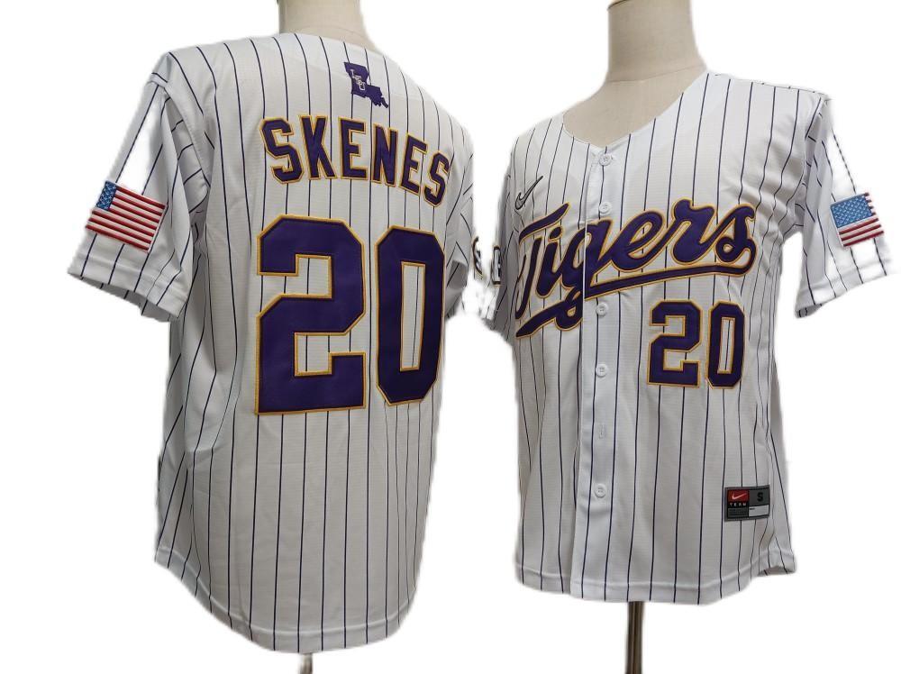 Paul Skenes LSU Tigers Men Baseball Jersey - All Stitched White