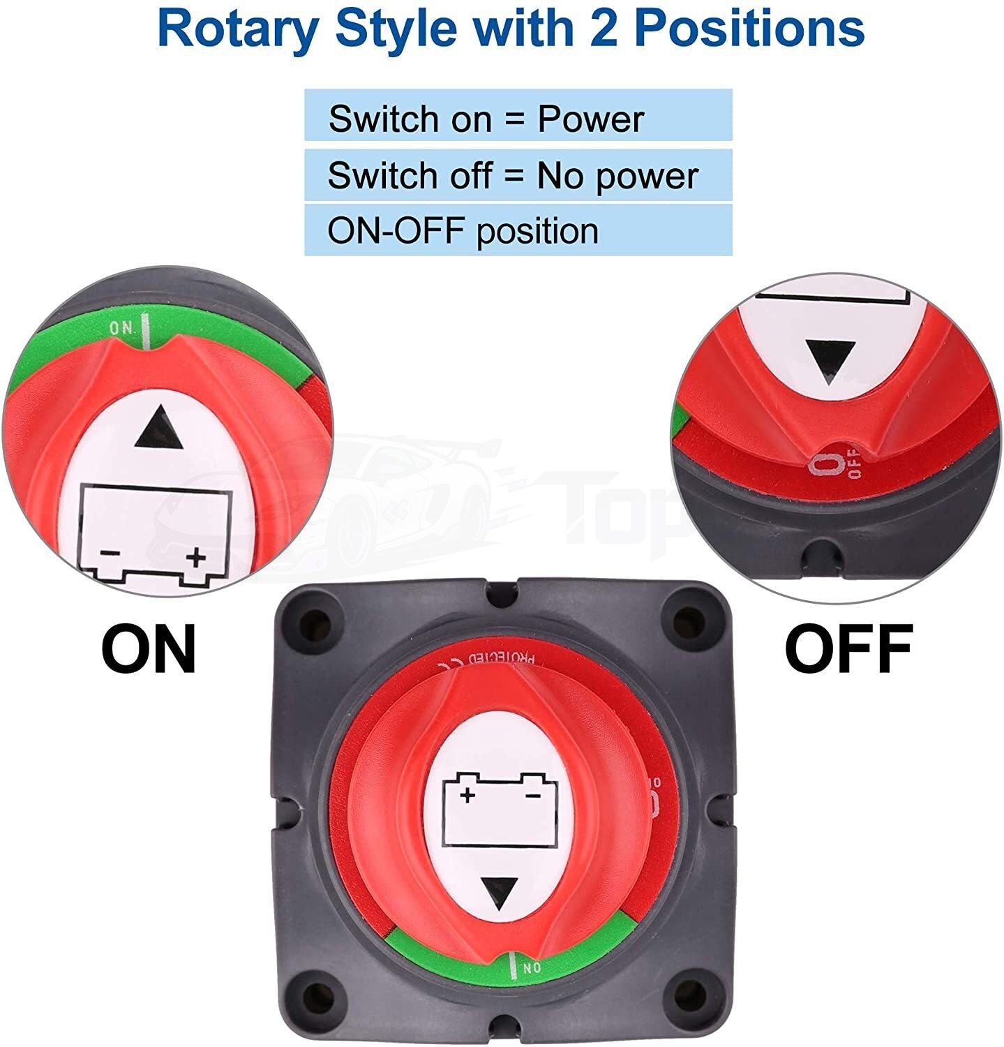 12V Battery Disconnect Rotary Switch Cut On/Off Set for Car RV SUV Marine Boat