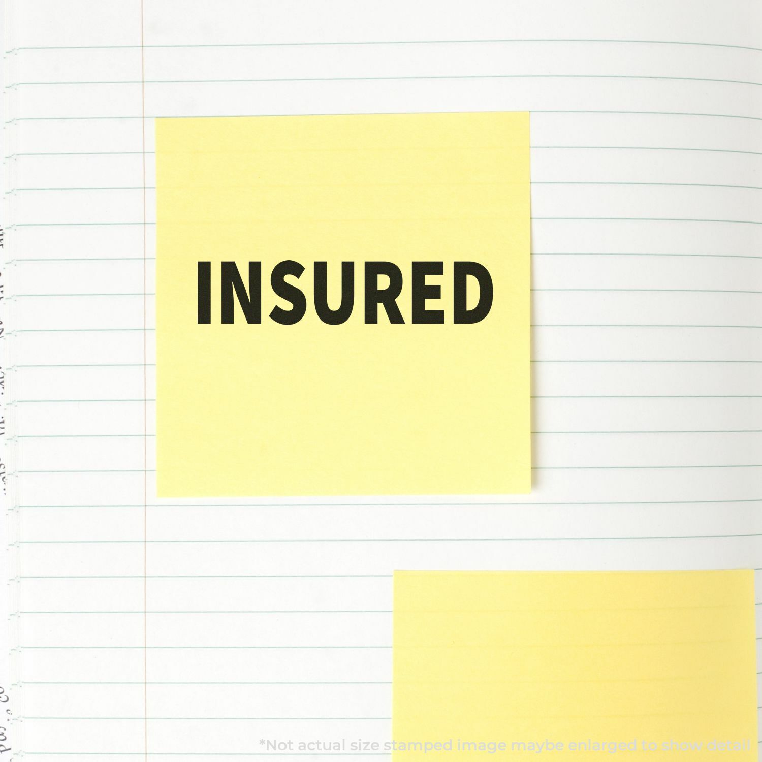 Insured Rubber Stamp Business Office Stamp Size 1/2" Tall x1-1/2" Wide