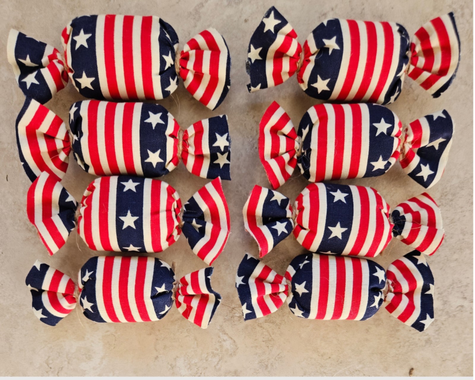 Bowl Filler Americana Patriotic Ornie Fabric 8 Pcs Candy Tier Tray Fabric Decor