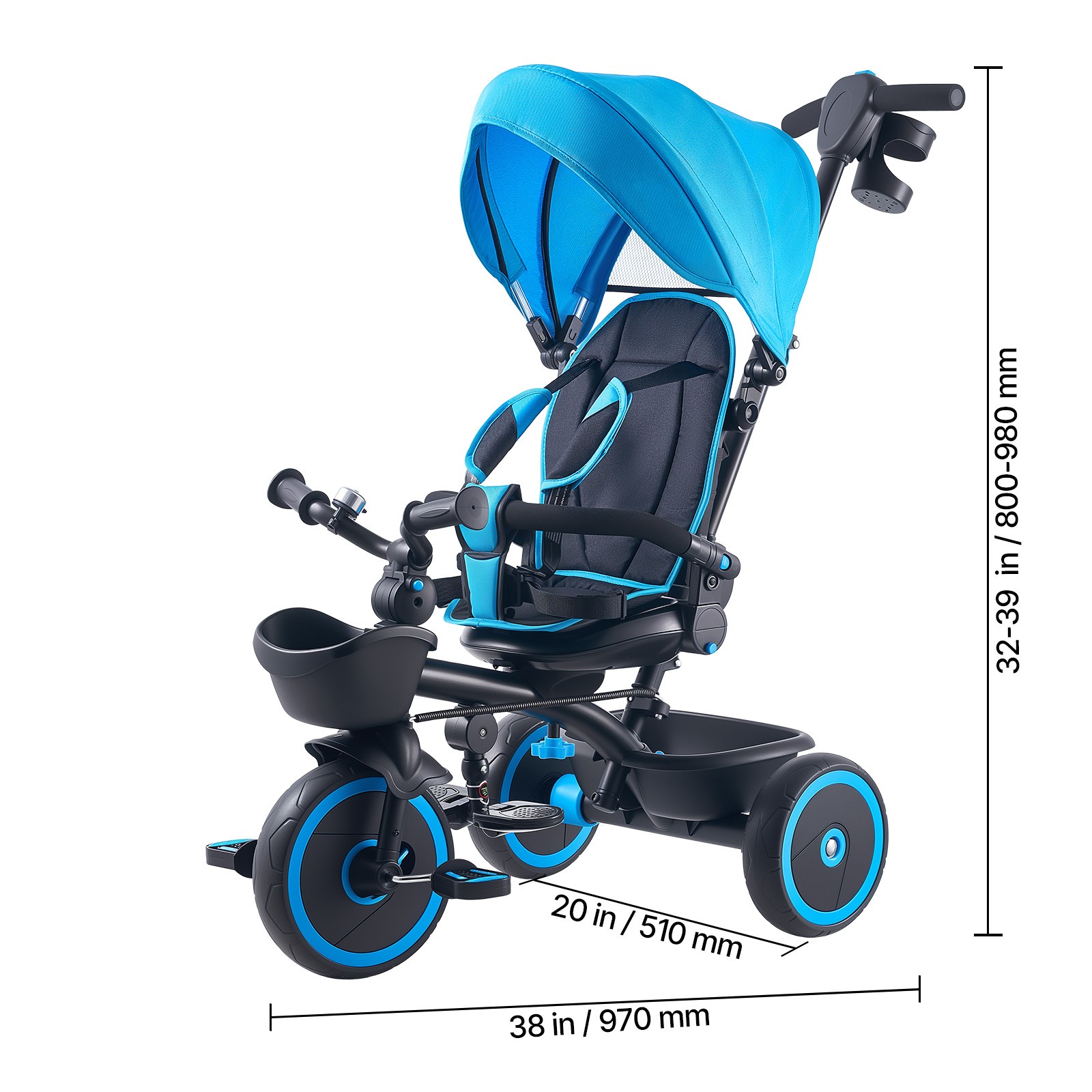 Uimoso 6-in-1 Toddler Tricycle with Push Handle Push Trike for Kids Aged 1-5