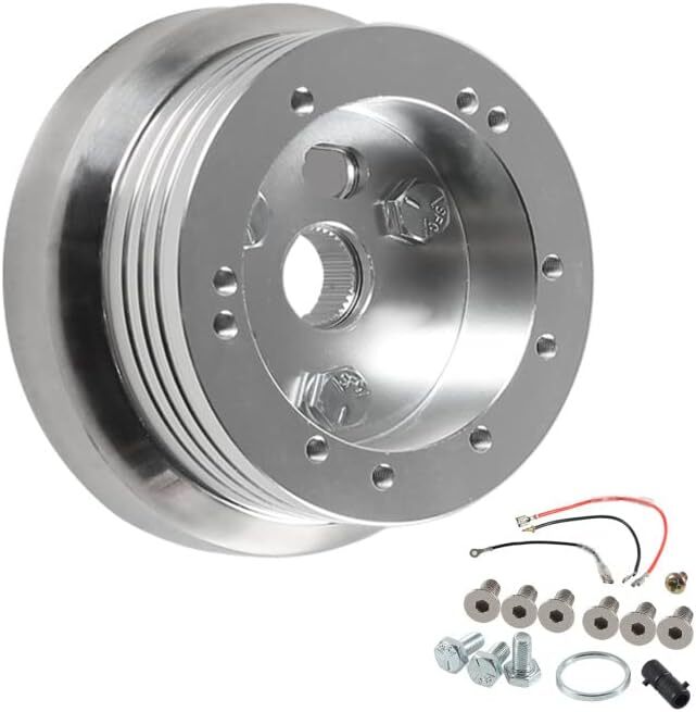 For GM Chevy 5 & 6 Hole Steering Wheel Polished Hub Adapter Flaming River Ididit
