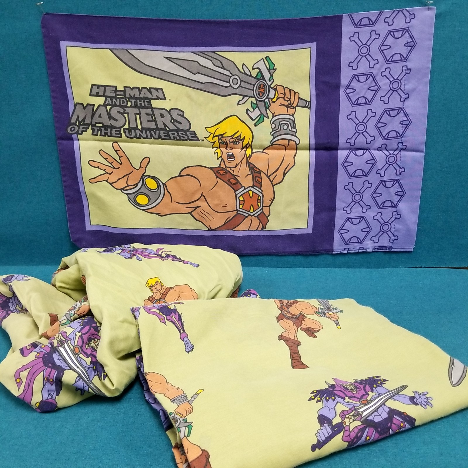 VTG 2002 Mattel Masters of the Universe He Man Skeletor Fitted/Flat/Pillow Sheet