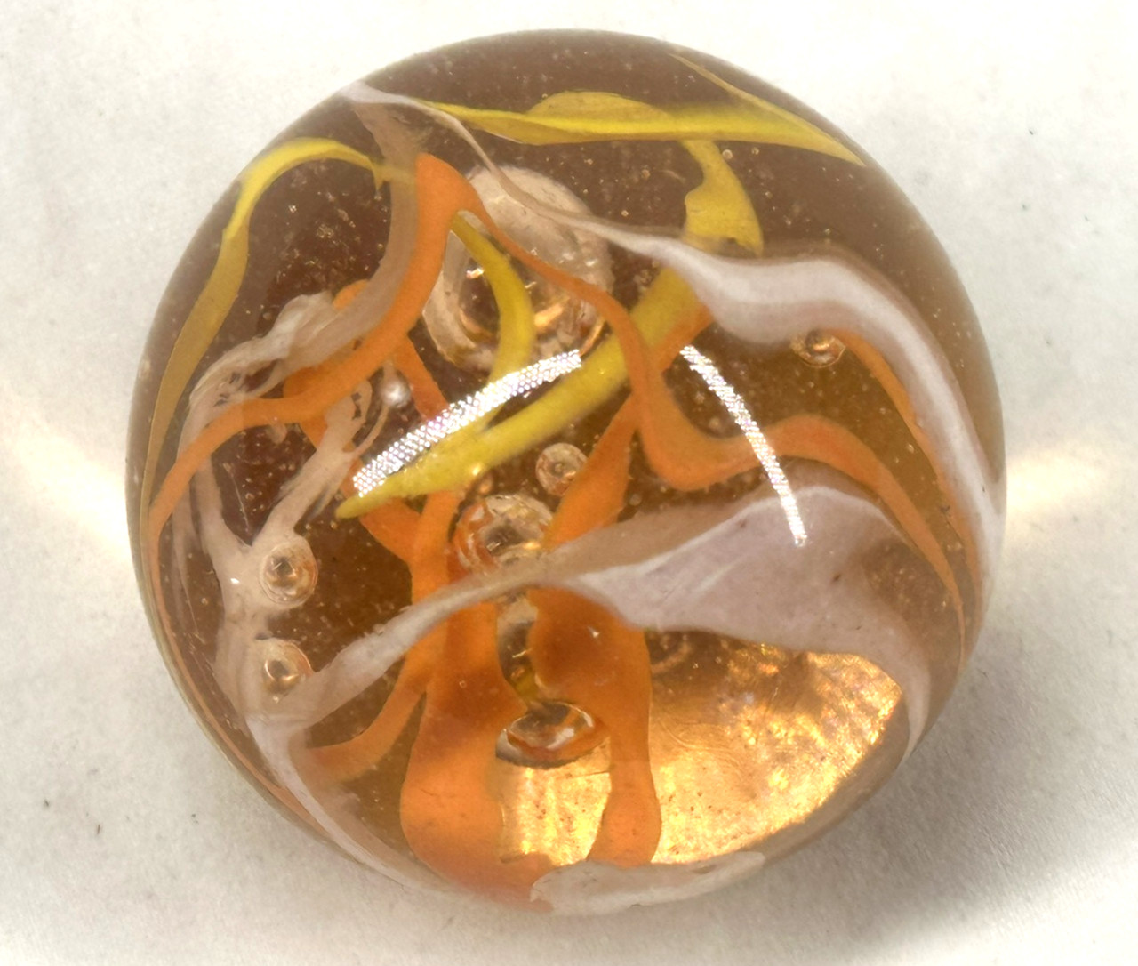 TOE BREAKER 50mm (2") FIREFLY Orange/Yellow Marbles glass ball HUGE