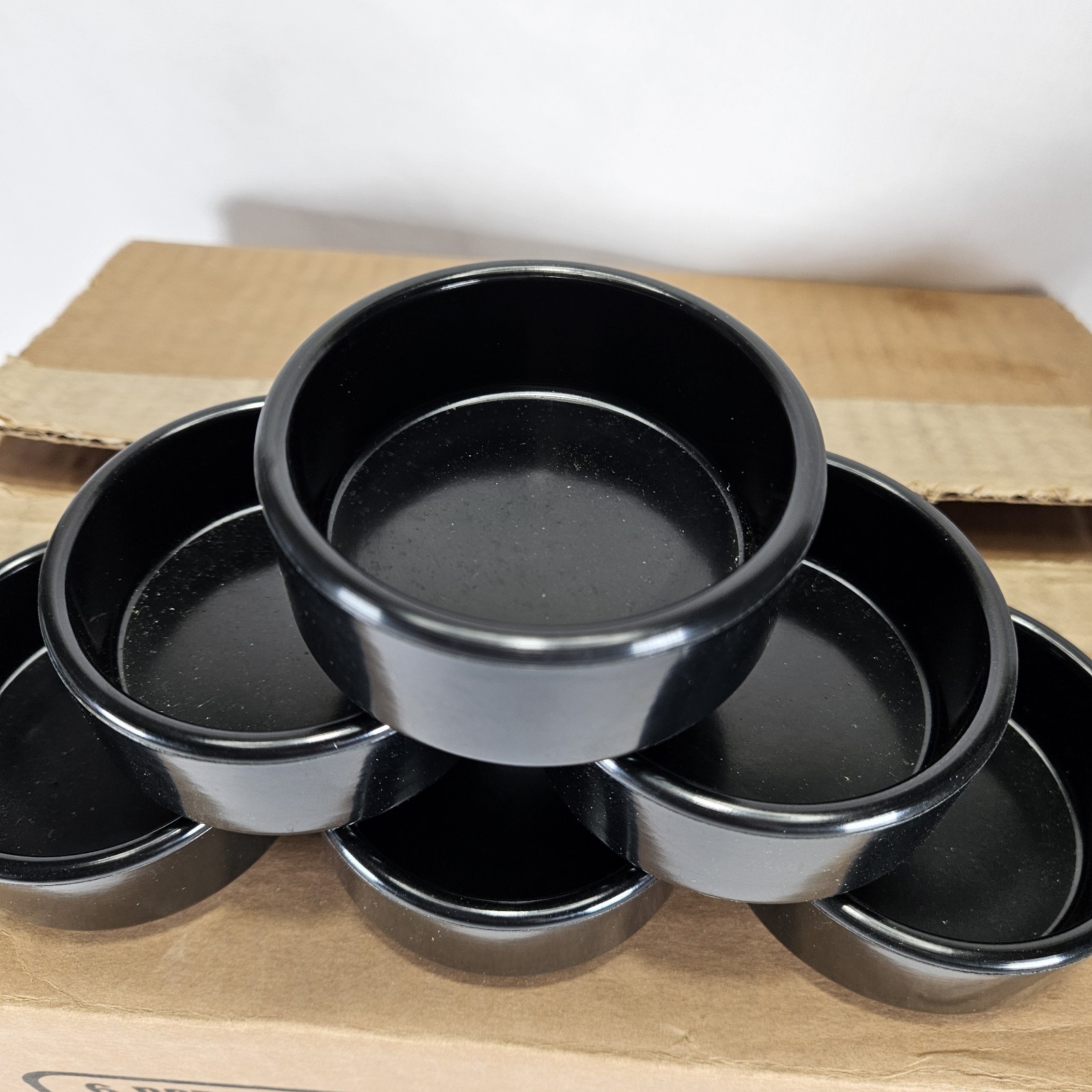 Gessner #0372 Melamine Straight Side Ramekin 2 oz Stackable Black Case 72 6 Dz