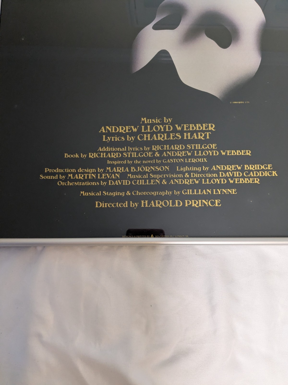 Phantom Of The Opera Framed Poster Really Useful Group Vintage and Rare