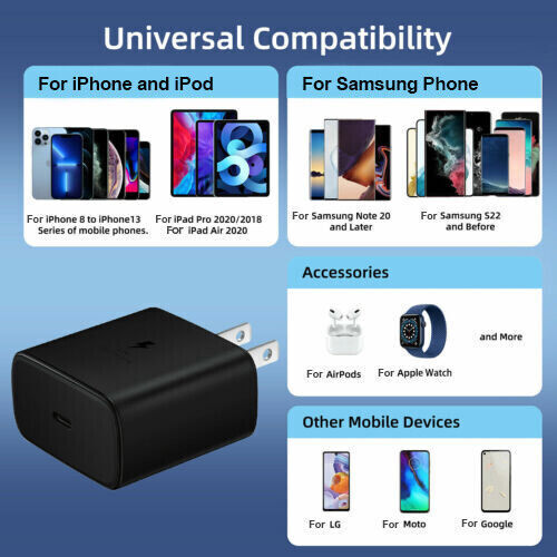 45W Type USB C Super Fast Wall Charger+6ft Cable For Samsung Galaxy S22 S23 S21