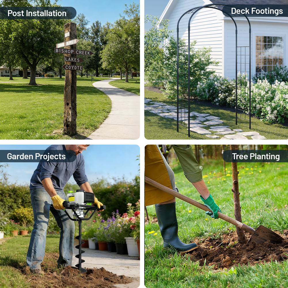 WORKPRO 62CC Gas Powered Post Hole Digger Earth Auger 2Stroke 4" 6" 8" Drill Bit