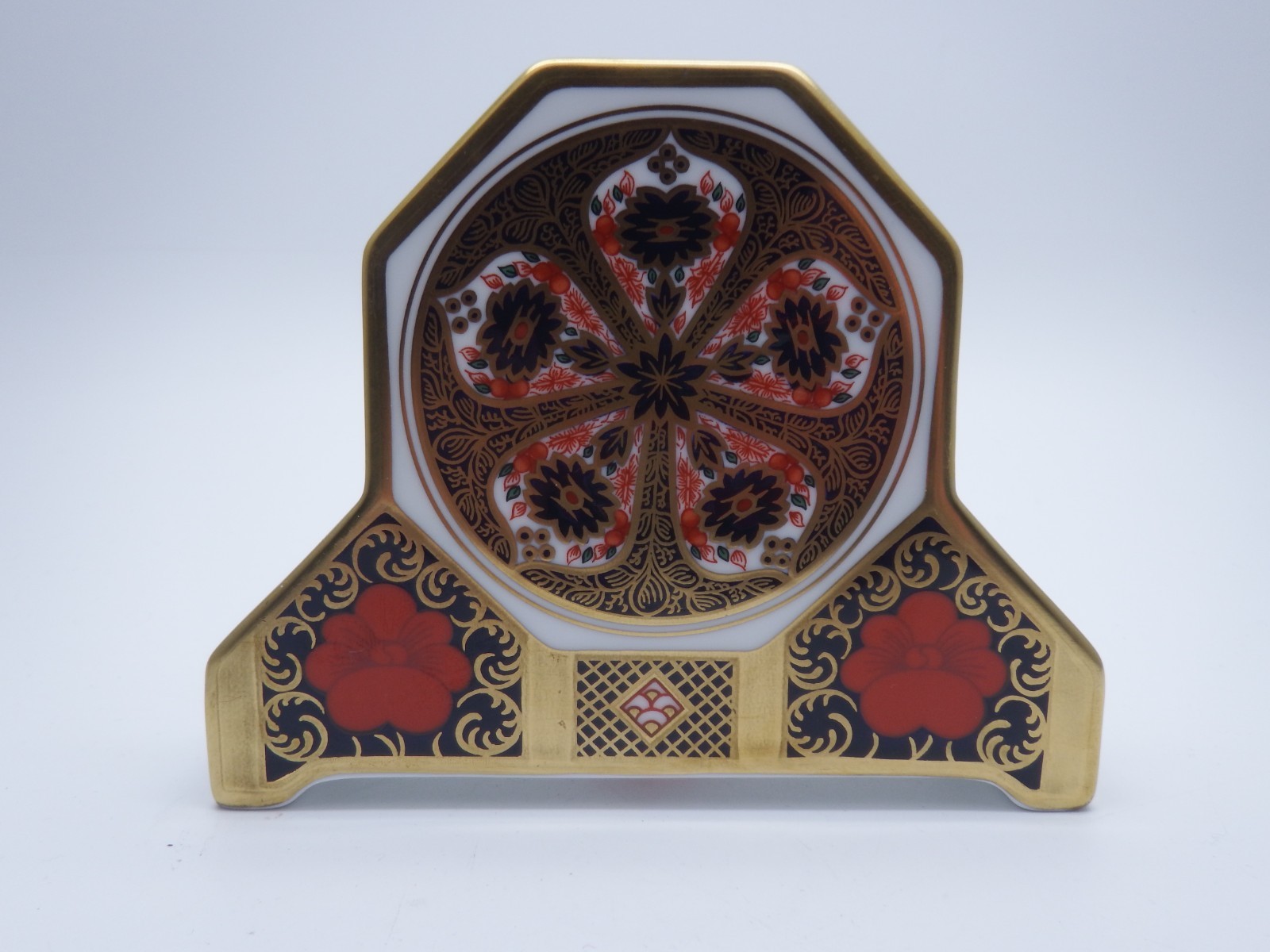 ROYAL CROWN DERBY 1128 SOLID GOLD BAND CLOCK 1ST QUALITY