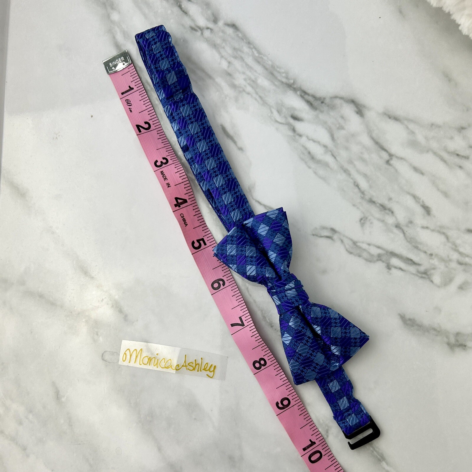 Isaac MIZRAHI Boy's Bow Tie 100% Silk, Blue | Adjustable ONE SIZE, Geometric NEW