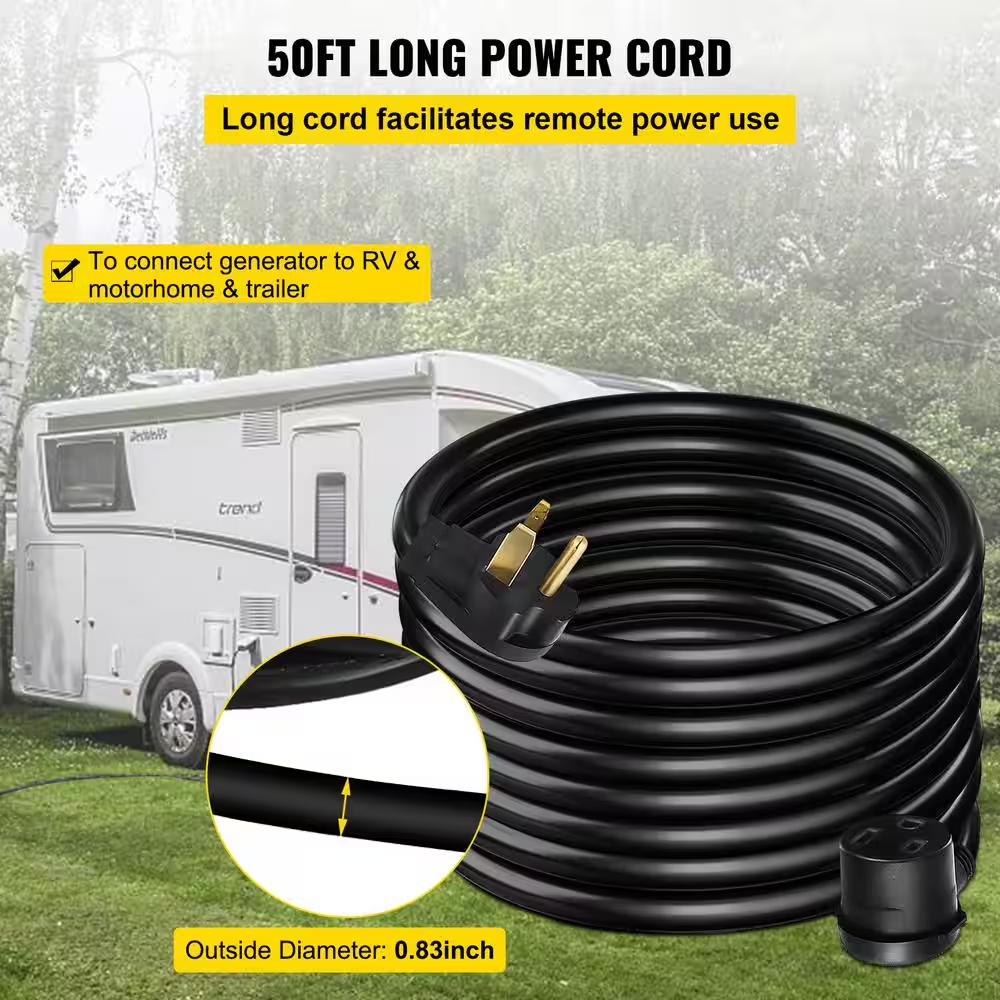 Heavy-Duty Outdoor 50ft Welder Extension Cord Indoor/Outdoor Use 3 Prong 50 Amp