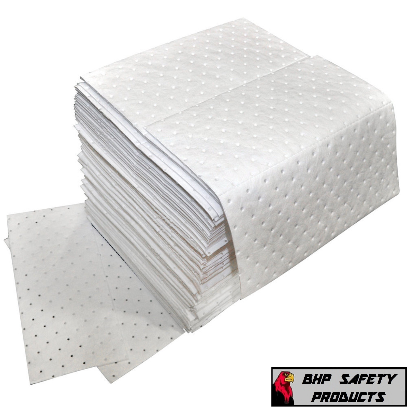 WHITE BONDED OIL ABSORBENT PADS 17"X15" 100 PADS/CASE (ABSORBS ALL HYDROCARBONS)