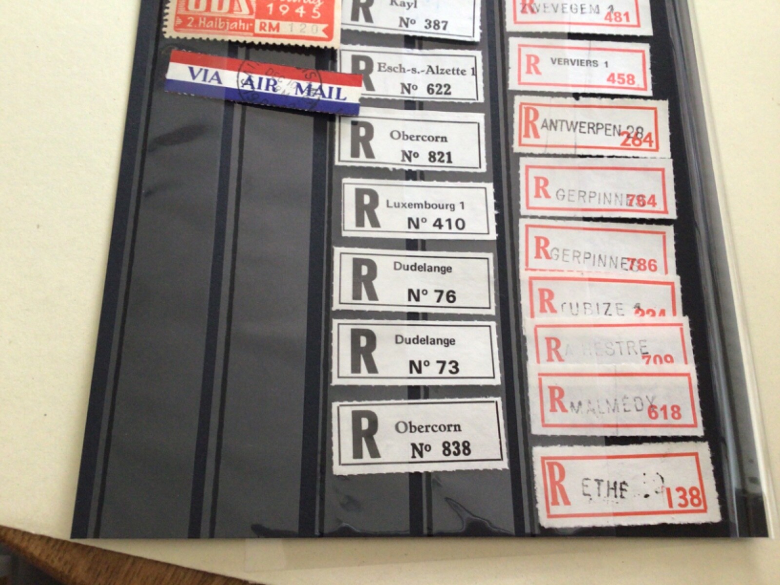 Registered Vintage postal labels collection stamps A13593