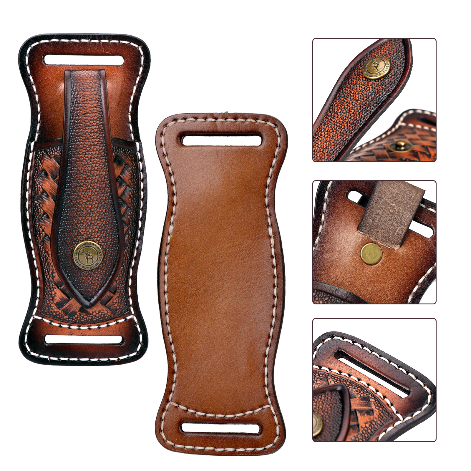 TOURBON Leather Folding Blade Knife Sheath Belt EDC Knives Cover Case Horizontal