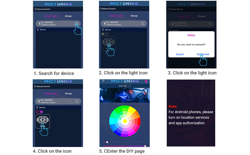 MICTUNING 2nd-Gen RGB LED Rock Lights Bluetooth 8 Pods Underbody Neon Lights Kit