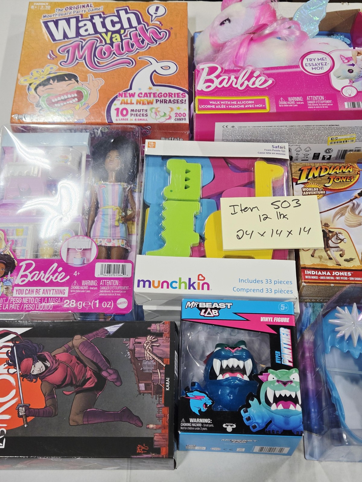 Large Mixed Kids Toy Lot Barbie Dog Man Indiana Jones MrBeast Toys Games New