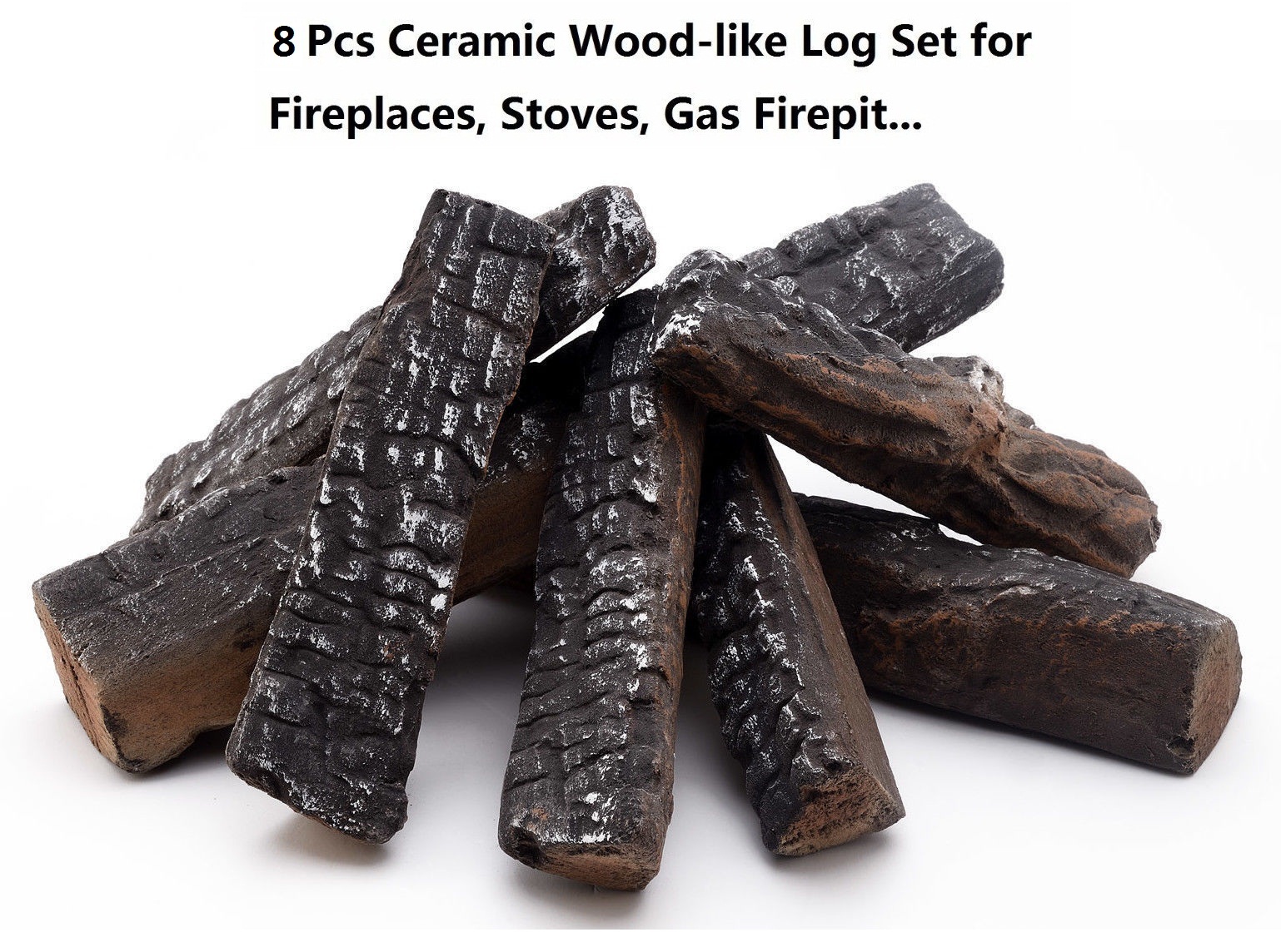 4 5 8 9 10 Pcs Ceramic decorative Log for Gas Fireplace, stoves, firepit