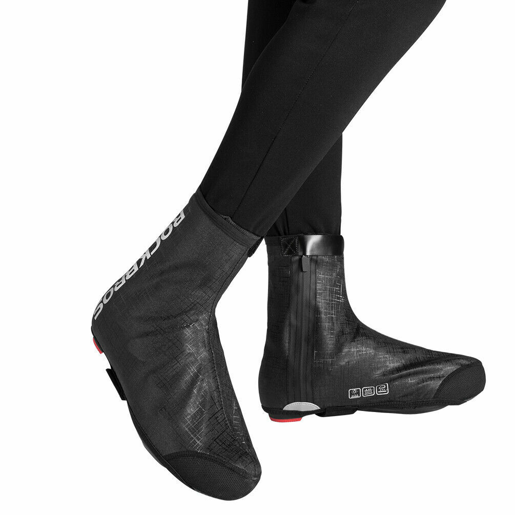 ROCKBROS Cycling Shoe Covers Winter Warm Windproof PU Protector Overshoes Black