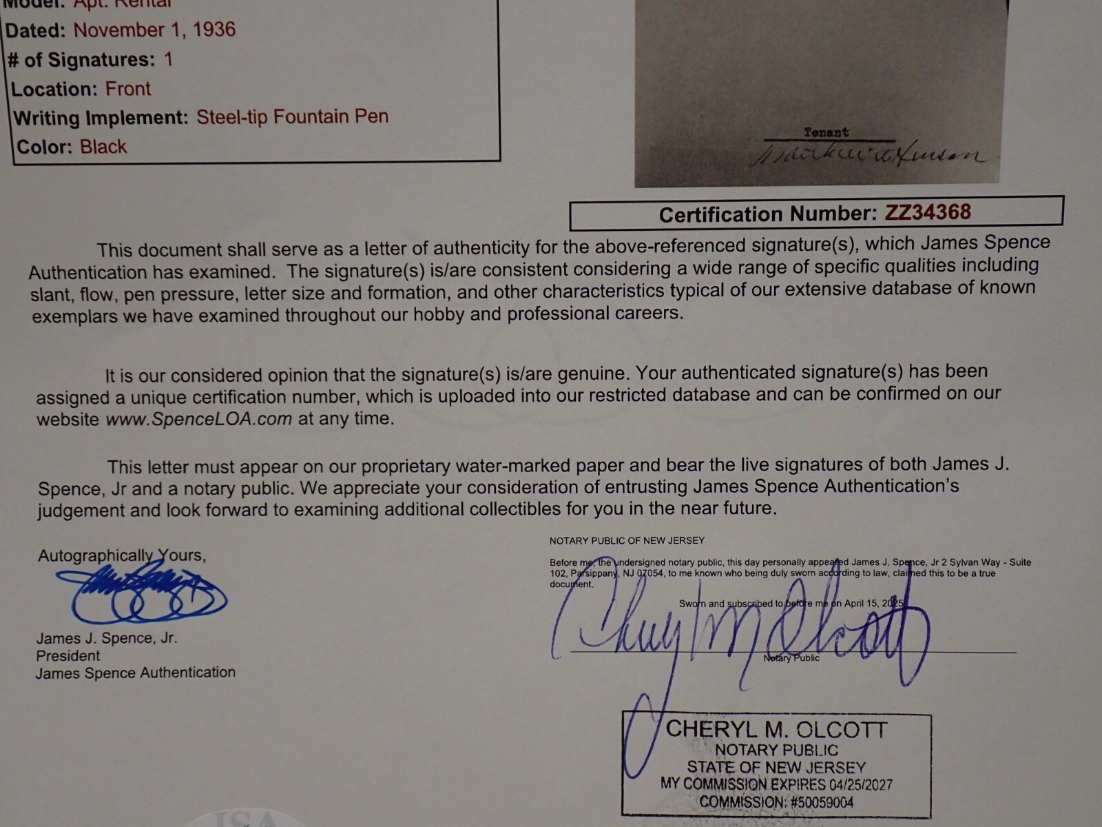 1936 MATTHEW A HENSON AFRICAN AMERICAN ARTIC POLE EXPLORER SIGNED LEASE CONTRACT