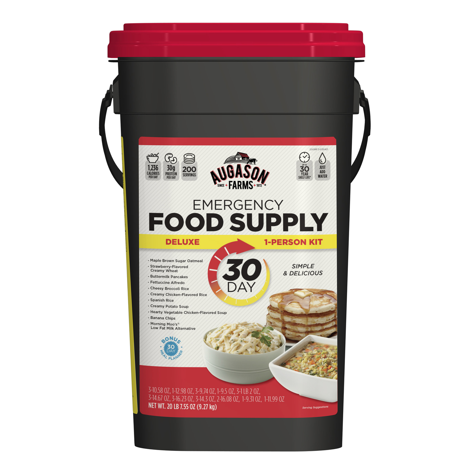 Augason Farms Deluxe 30-Day Emergency Food Supply 5-Gallon & 72-Hour Kit, NEW