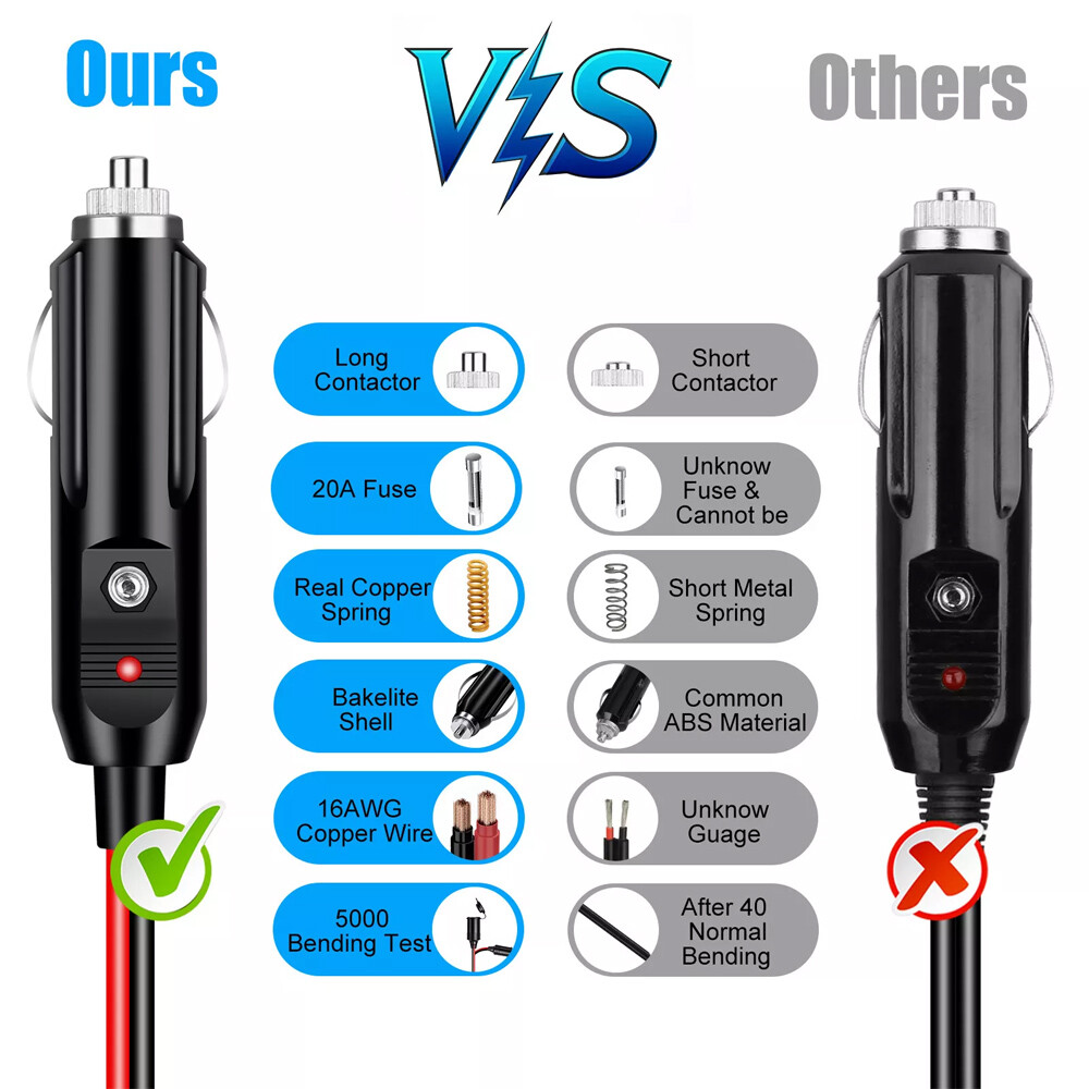12V Car Cigarette Lighter Socket Extension Cord Cable Heavey Duty Adapter 13FT