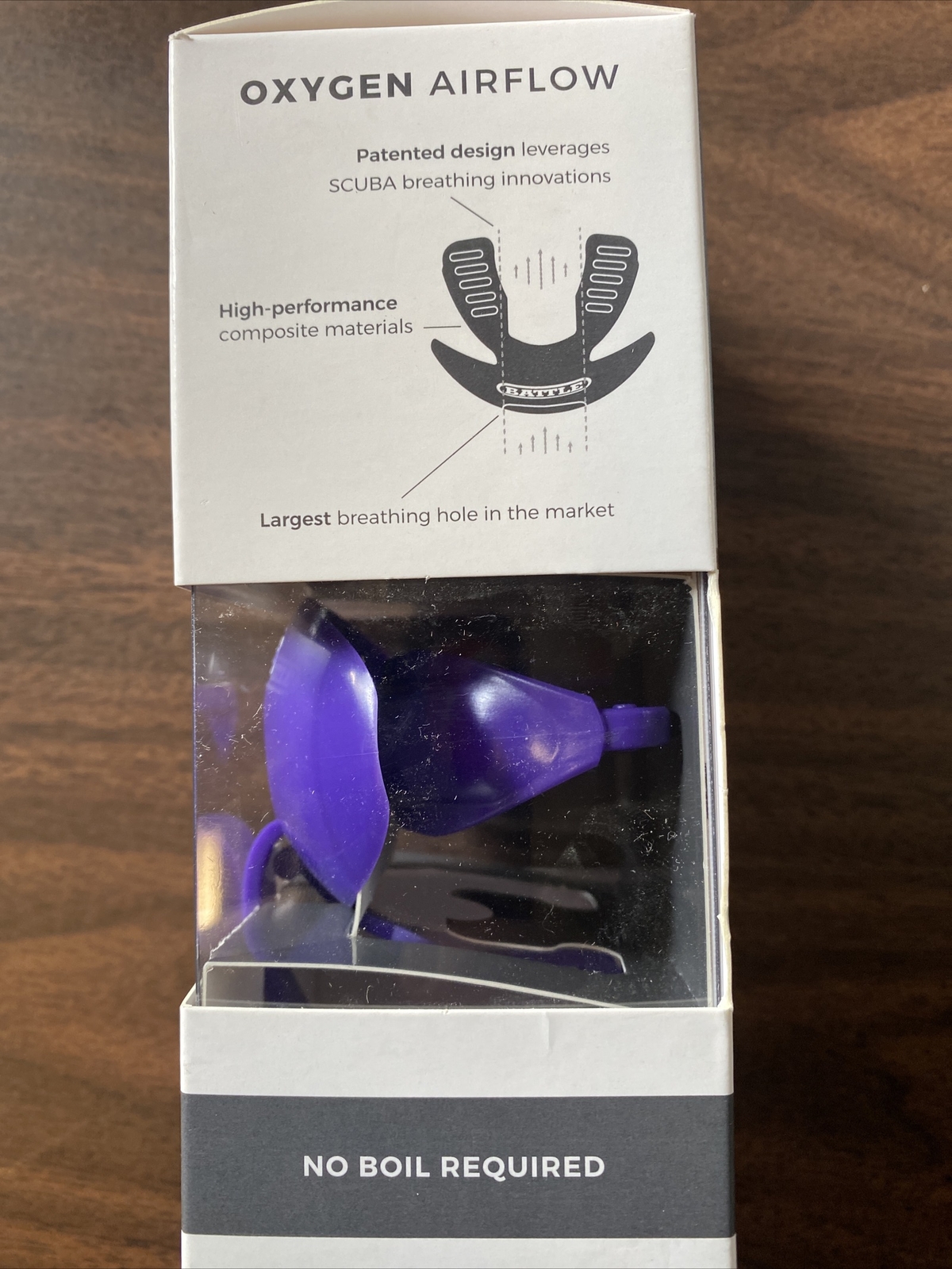 Battle Sports Science Oxygen Lip Protector Mouthguard Strap Football Purple