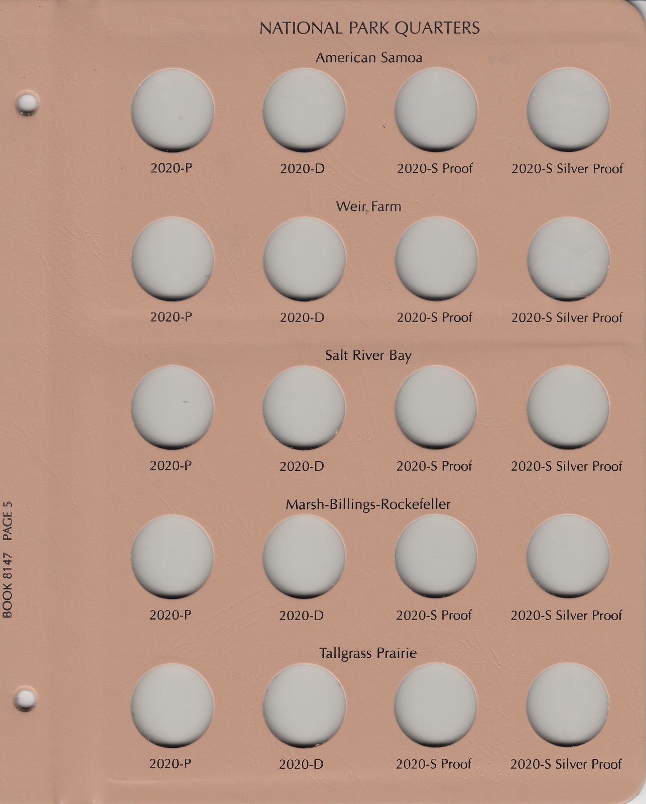 Dansco Coin Album For National US Parks ATB Quarters w/ Proofs 2016-2021 8147