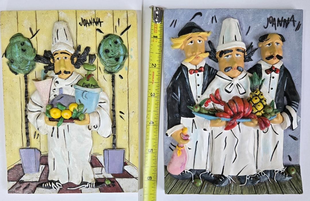 Set Of 2 Chef 3D Wall Art 6” Tiles By Joanna