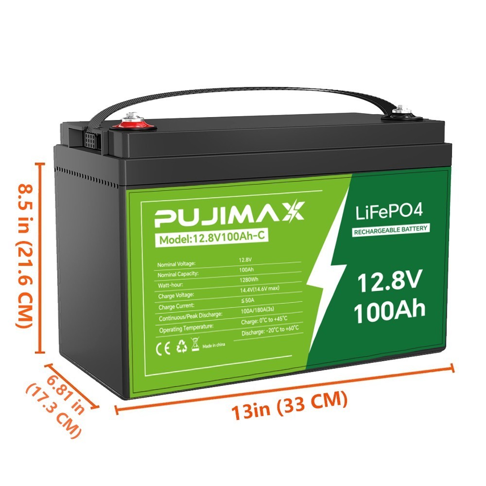 12V 100Ah LiFePO4 Lithium Battery Deep Cycles RV Marine Trolling Motors Off-grid