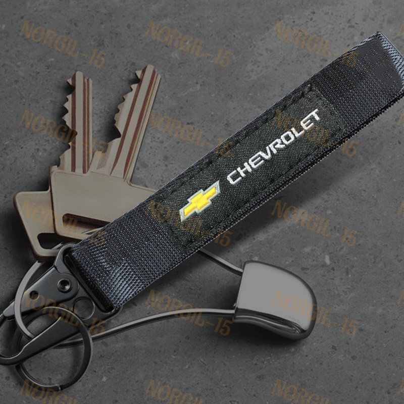 For CHEVROLET Racing Keychain Metal Backpack key Ring Hook Strap Lanyard Black
