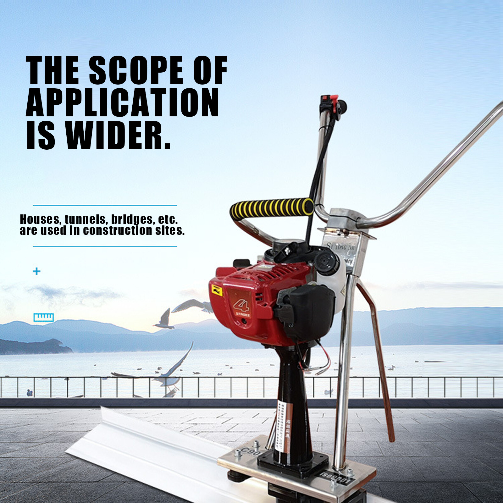 All stainless steel concrete power screed 4 stroke gas cement vibrating 900w USA