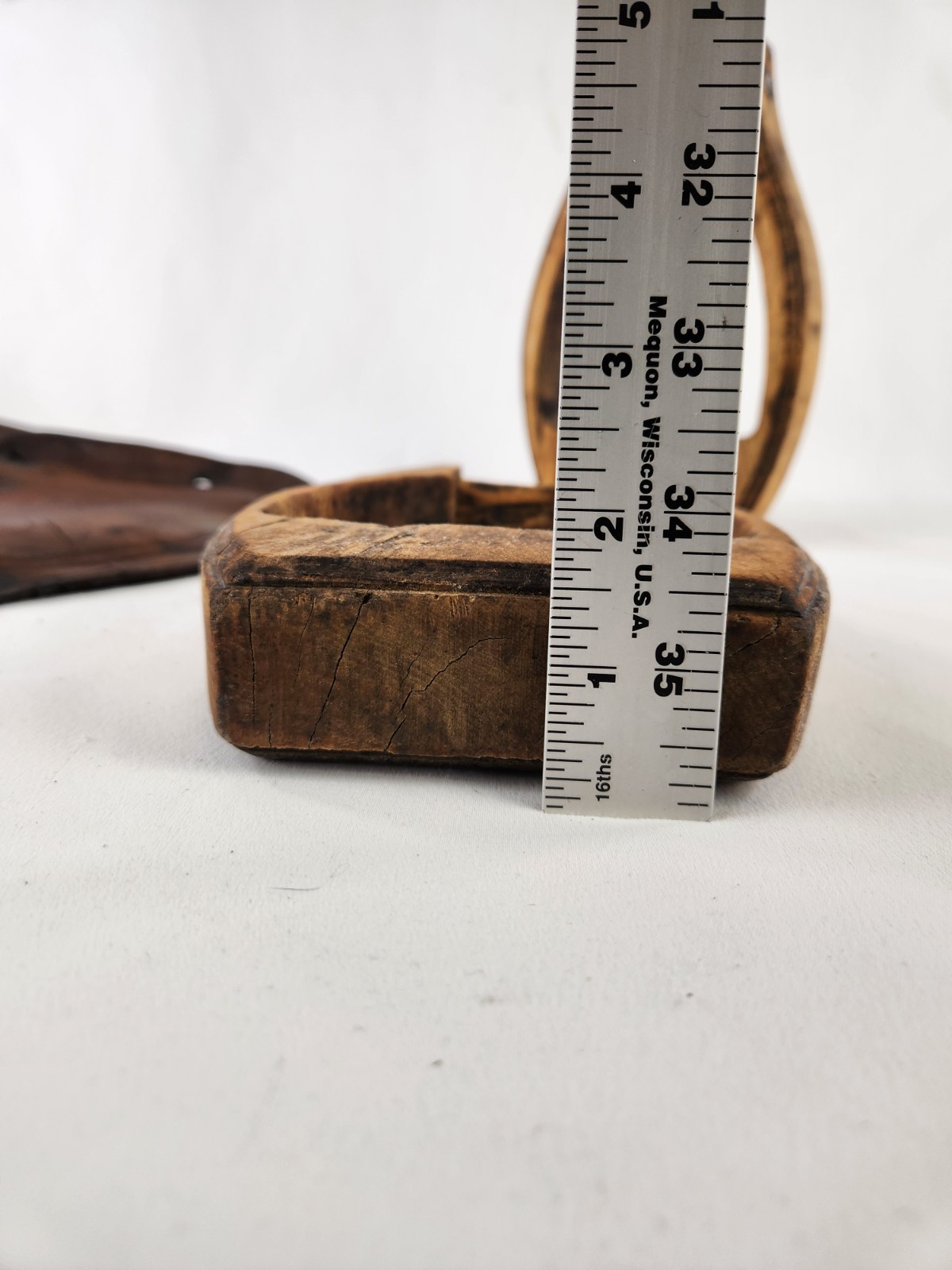 Antique Wooden Stirrups & Leather Tapaderos Boot Cover Hand Carved Horse Saddle
