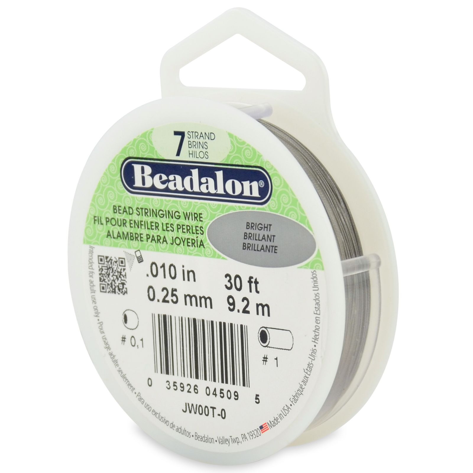 Beadalon Bead Stringing Wire 7 strand 30 thru1000ft Sizes.010 thru.026 13COLORS