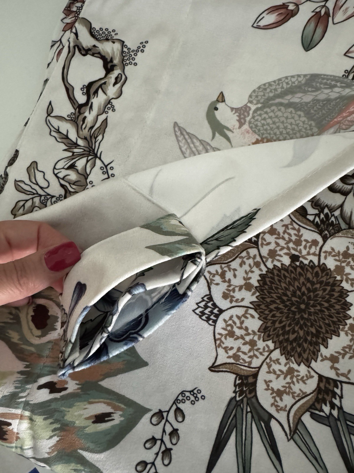 CALLISTO Window Curtains 2 Panels 38” X 84" Peacock Birds Drapers Back Top Ivory