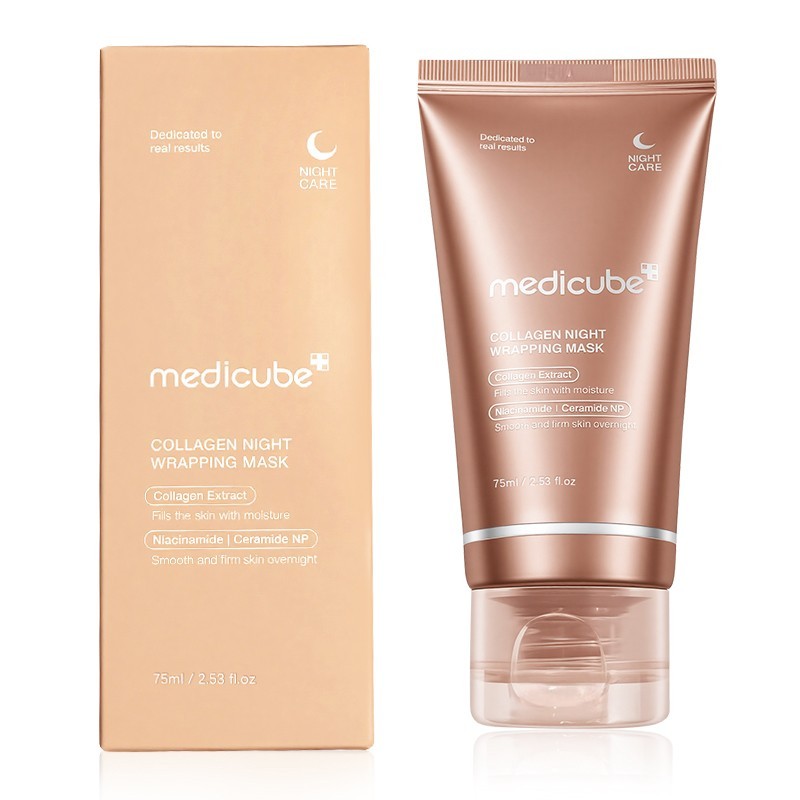 MEDICUBE Collagen Night Wrapping Mask 2.53 fl oz + Silicone Brush Exp 01/2028