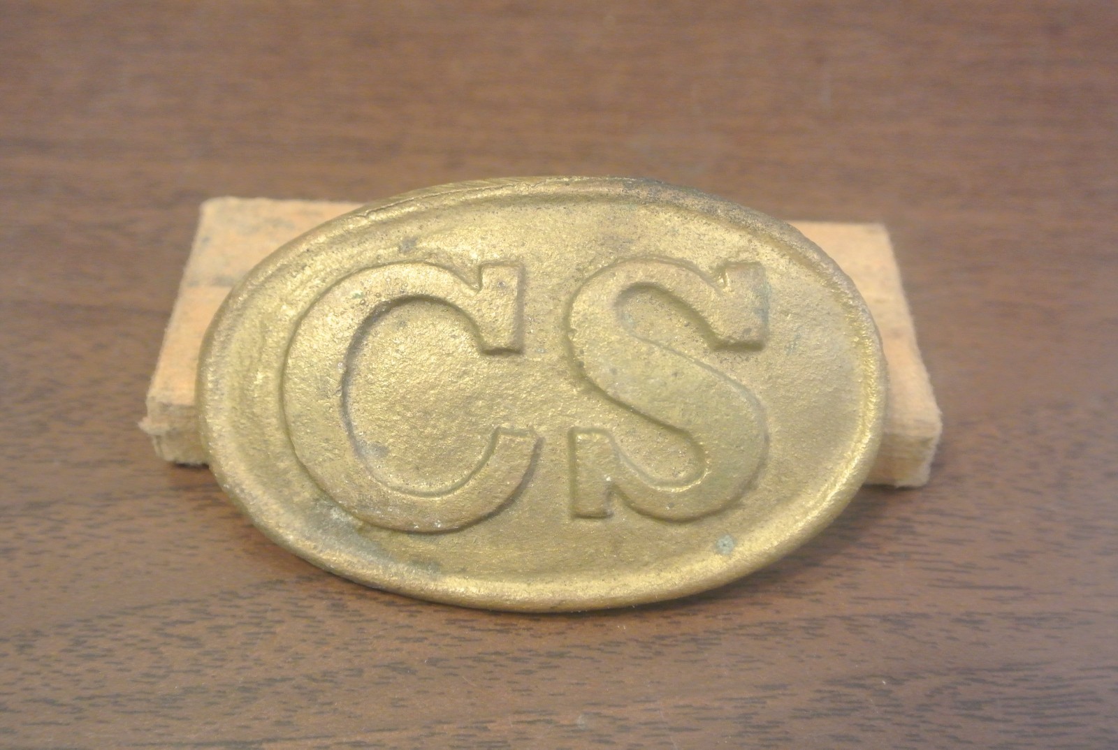 CIVIL WAR CONFEDERATE CS OVAL BELT BUCKLE