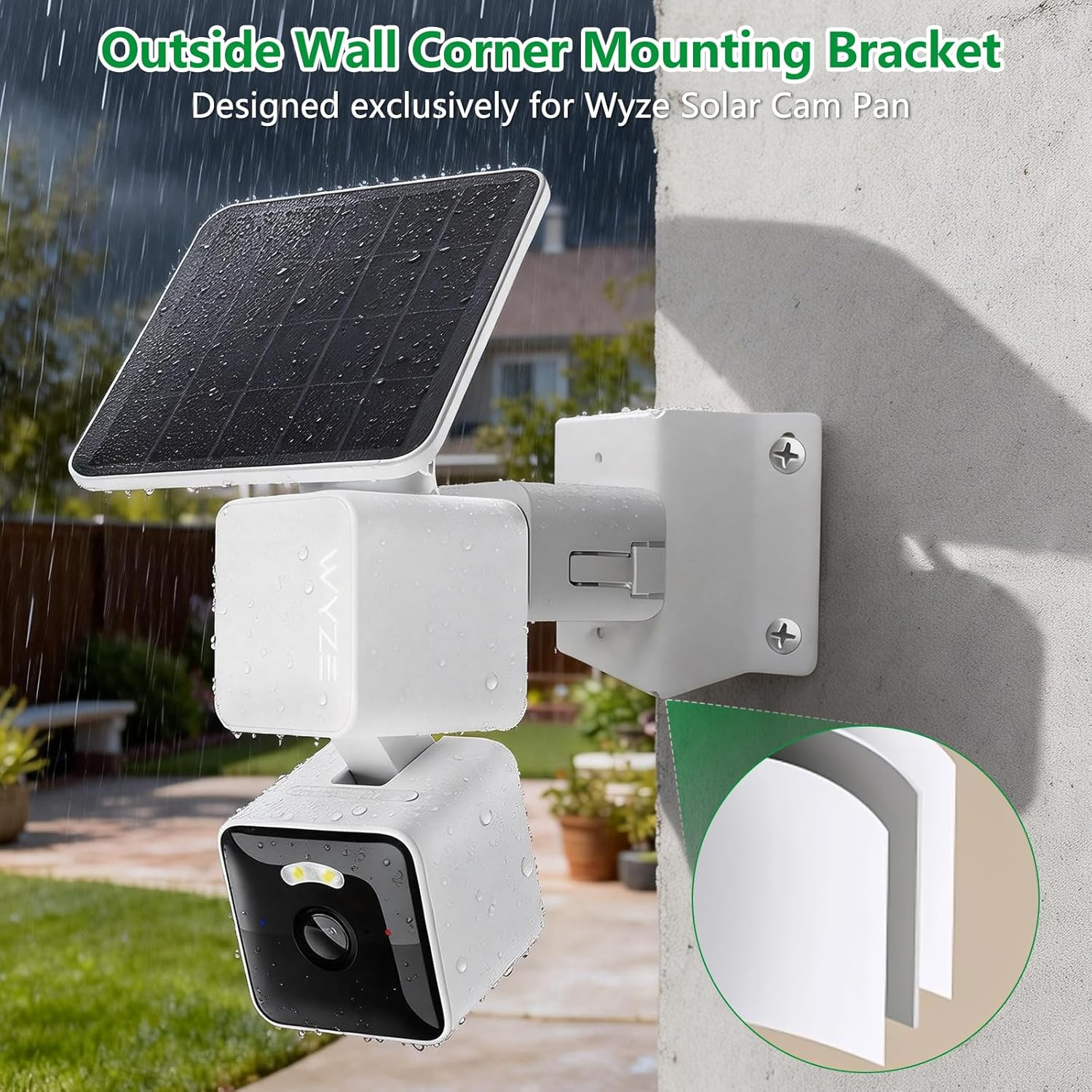 Wall Mount Corner Bracket for Wyze Solar Cam Pan – Outdoor Aluminum Alloy Corner