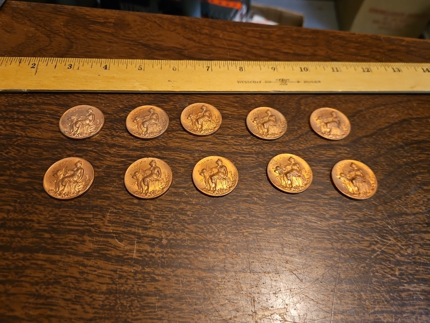 Lot Of 10 Angel CoinPendant France Vintage 60s Brass Stampings Findings Jewelry