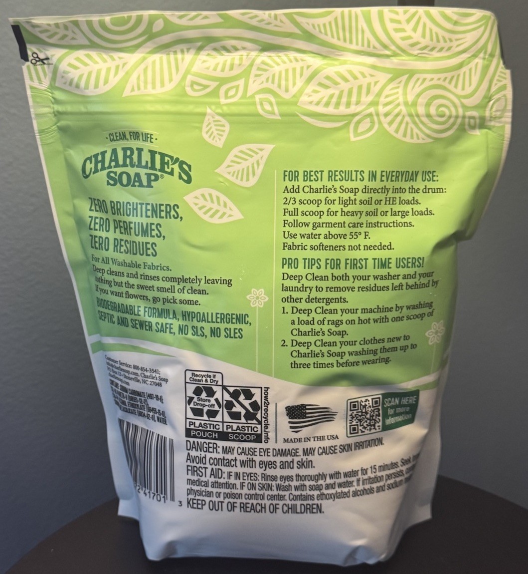 Charlie’s Soap Fragrance‑Free Laundry Powder – 100 Loads, 2.64 lbs