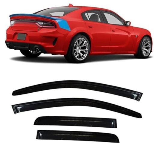 Smoke Black Outside Mount Window Visor Deflectors Rain 2011-2021 Dodge Charger