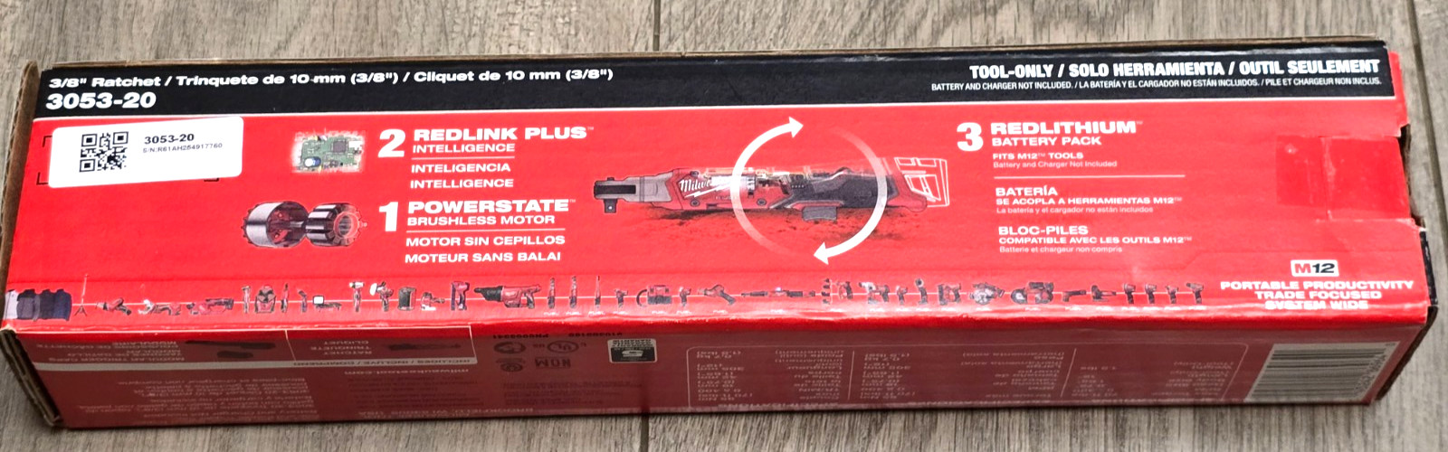 Milwaukee 3053-20 M12 FUEL 3/8" dr High Speed, 70 ft lb New Ratchet! Tool Only