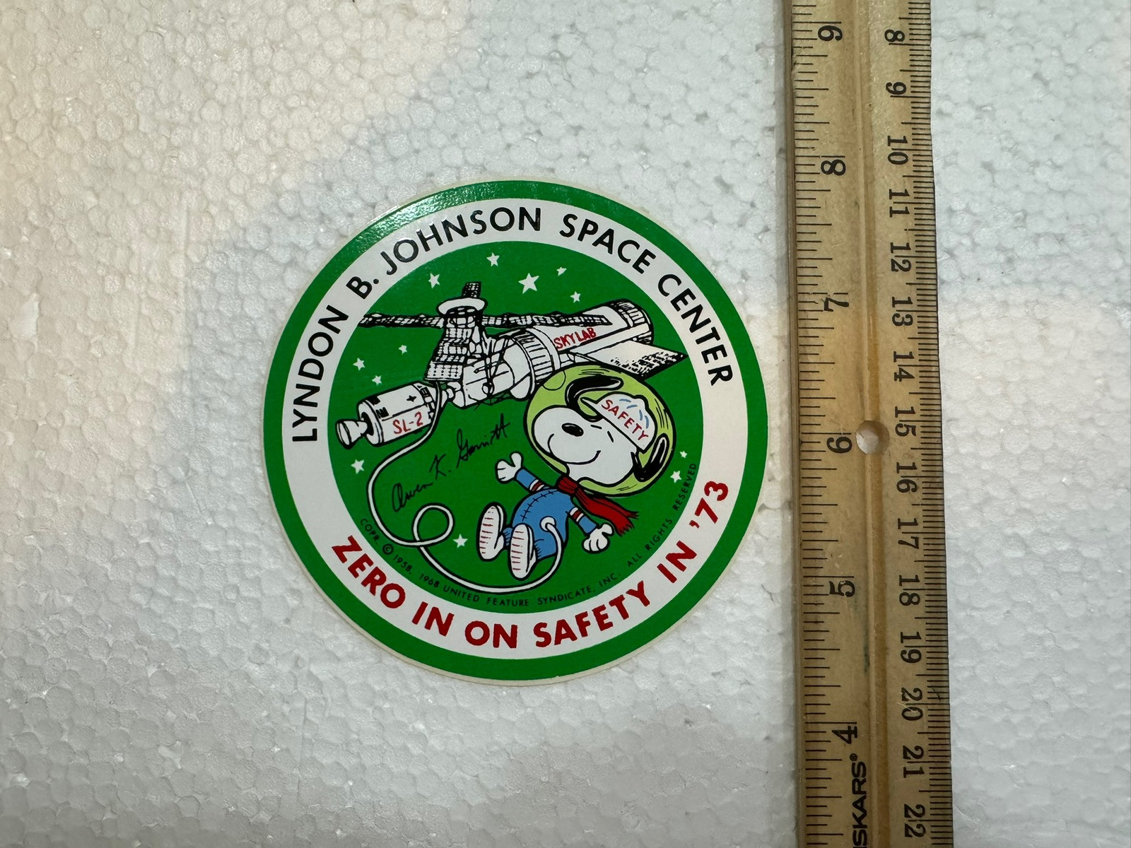 Vintage 1973 Snoopy - Skylab 2 - LBJ Space Center Sticker
