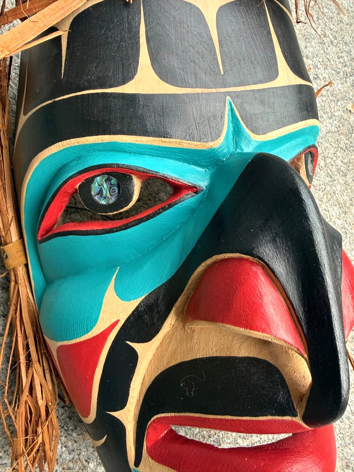 Northwest Coast Native Art Huge Hawkman Mask with abalone eyes