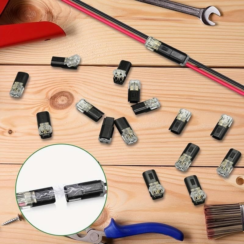 50pcs Double-Wire Plug-in Connector with Locking Buckle, Quick-Clip Fasteners